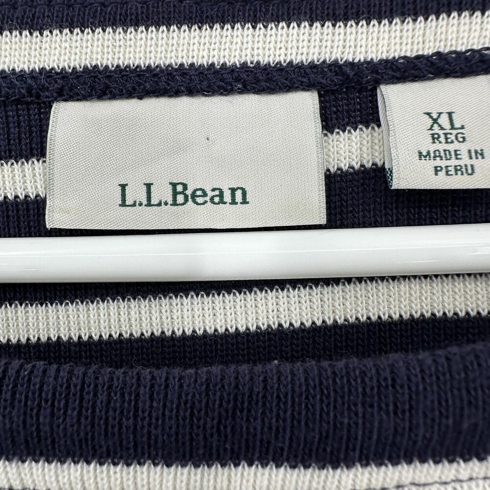 L.L.Bean Shirt Womens XL Blue White Stripe Boat Neck 3/4 Sleeve Cotton Top - Picture 5 of 9